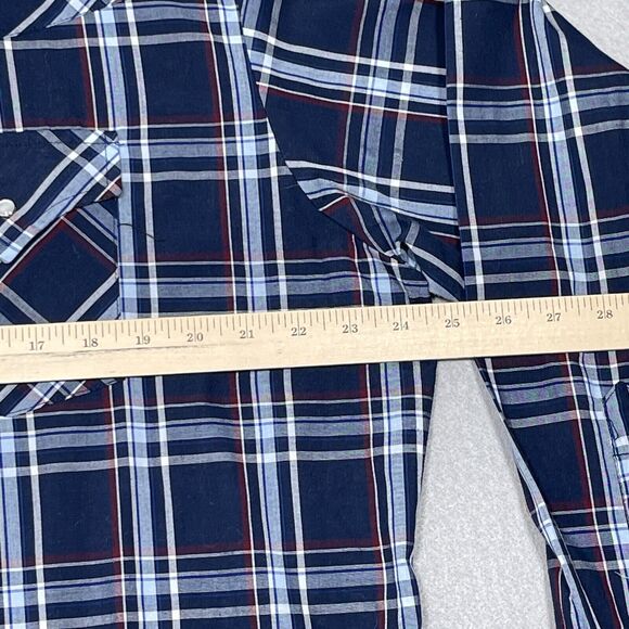 Ely Cattleman Mens XXL Western Shirt Plaid Long Sleeve Snap Front Cowboy Blue - Picture 4 of 10